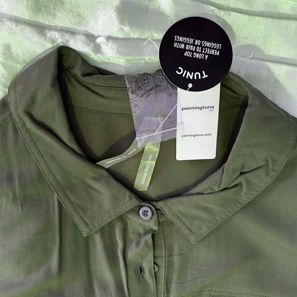 NEW PHOTOS! TUNIC, BUTTON UP, DARK OLIVE, SIZE 4X, LONG SLEEVES, 4 POCKETS, RAYO - Picture 6 of 16
